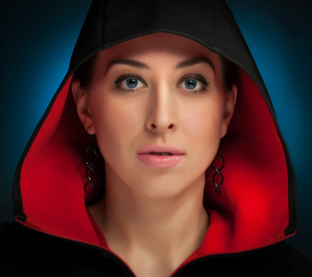 Portrait of a beautiful mysterious womanの写真素材