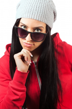  pretty brunette Woman with sunglasesの写真素材