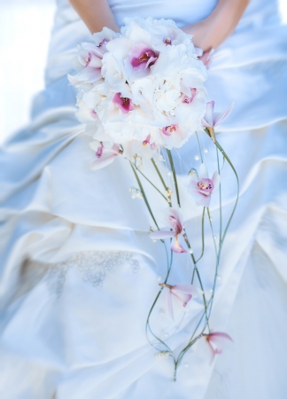bridal bouquet  in the the bride s handsの写真素材