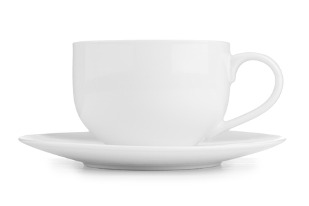 Small white tea cup isolated on whiteの写真素材
