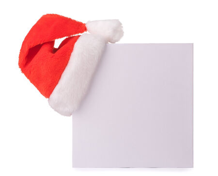 gift box with a red Santa Claus hatの写真素材
