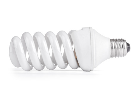 White energy saving lamp on white background.の写真素材