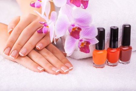 beautiful manicure on whiteの写真素材