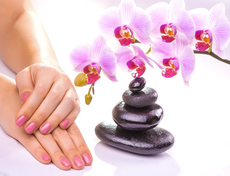 beautiful manicure on whiteの写真素材