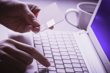 online shopping. credit card in the hand