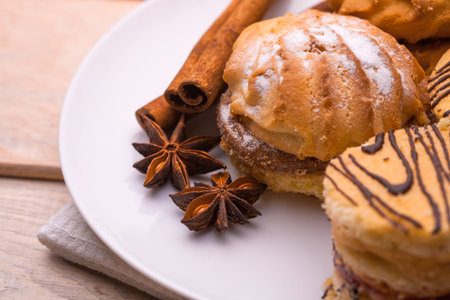 morning breakfast. coffee and fresh pastries