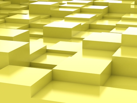 Abstract background of yellow 3d blocksの写真素材