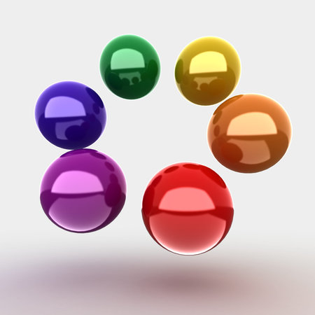Collection of colorful glossy balls on gray