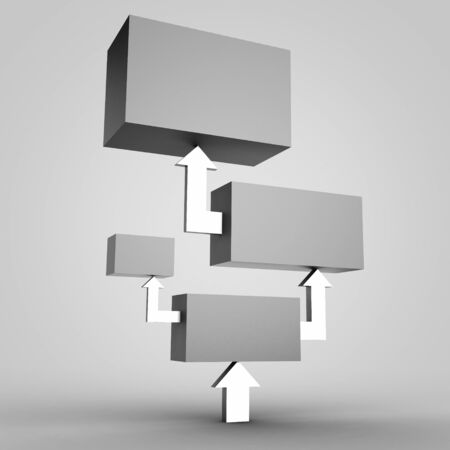 black and white cubes with arrows 3Dの写真素材