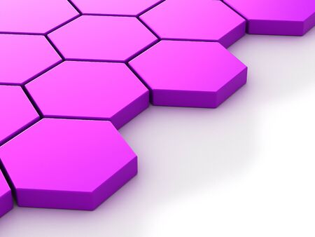 purple background with hexagons and placeの写真素材