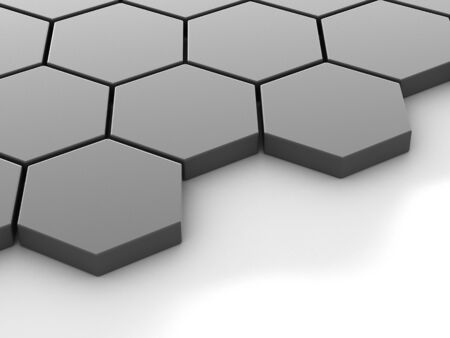 black background with hexagons and placeの写真素材