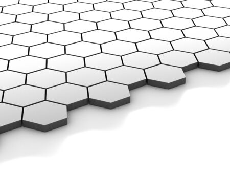 black background with hexagons and placeの写真素材