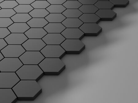 black background with hexagons and placeの写真素材