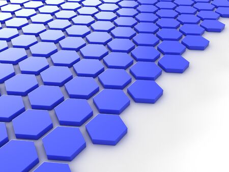 blue metallic background with hexagons and placeの写真素材