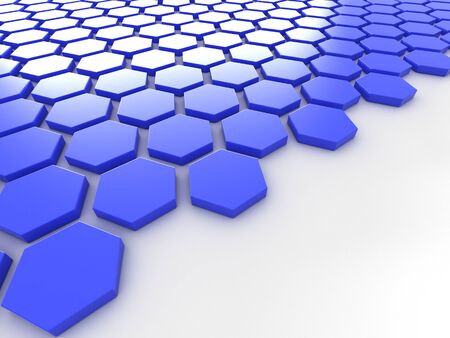 blue metallic background with hexagons and placeの写真素材