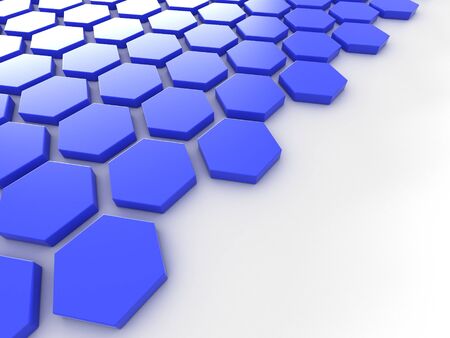 blue metallic background with hexagons and placeの写真素材