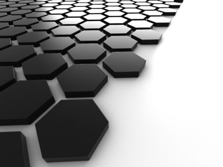 black background with hexagons and placeの写真素材