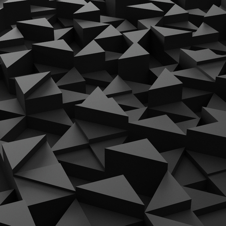 Abstract background of black 3d triangle blocksの写真素材