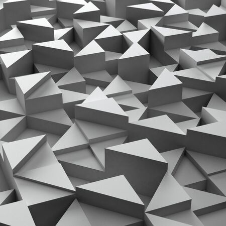 Abstract background of white 3d triangle blocksの写真素材