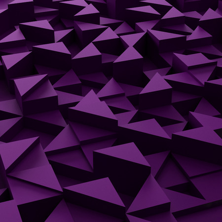 Abstract background of violet 3d triangle blocksの写真素材