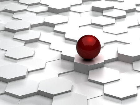 Abstract background of red 3d hexagons