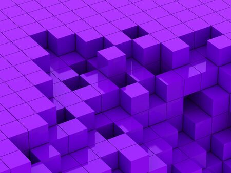 abstract of 3d purple cubes, blocks backgroundの写真素材