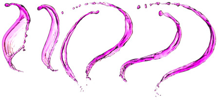 Pink splashes isolated on white backgroundの写真素材