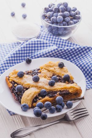 delicious homemade pie with blackthornの写真素材