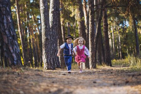 Funny kids playing in the parkの写真素材