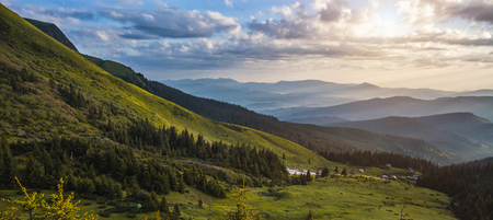 beautiful sunrise in the Carpathian mountains. landscape photographyの写真素材