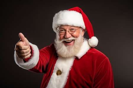 Smiling Santa Claus pointing on copy spaceの素材