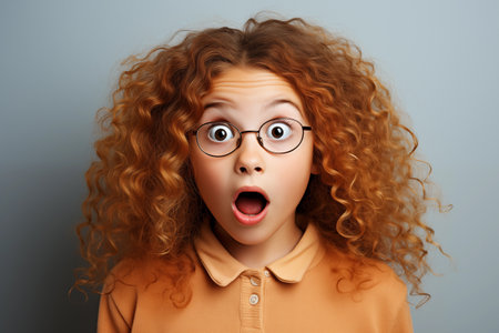 studio portrait of a surprised girlの素材