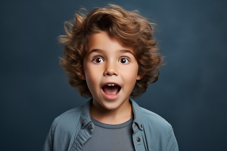 studio portrait of a surprised kidの素材