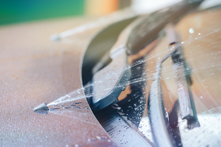 windscreen washer in the process of their workの写真素材