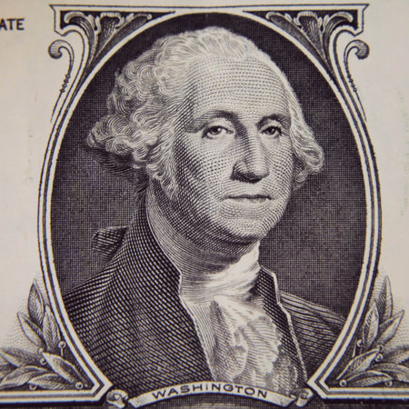 George Washington in front of the old one dollar banknote