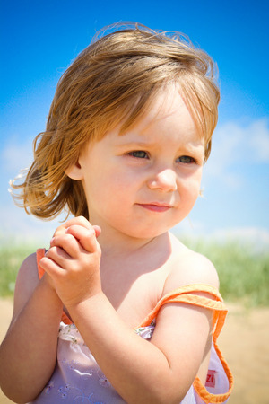 The child on a beachの写真素材