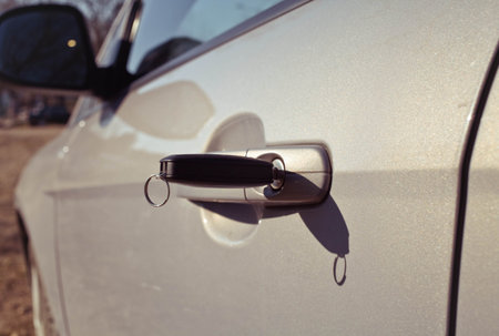 Car keys left in a lock