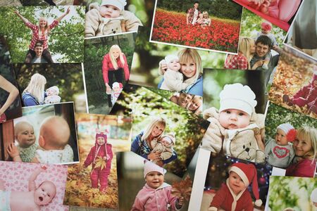Printed photos backgroundの写真素材