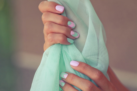 Gentle summer manicure. Design of nailsの写真素材