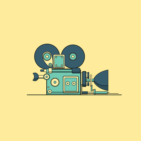Retro vintage cinema film camera. Vector lineart illustration.のイラスト素材