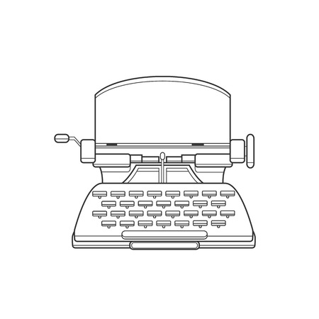 Flat and line design style modern illustration concept of a manual vintage stylish typewriter.のイラスト素材
