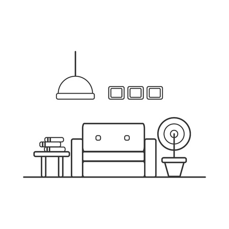 Reading room. line art color illustrationのイラスト素材