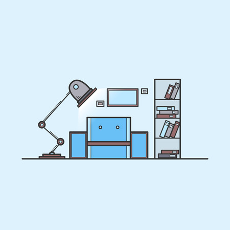 reading room. line art color illustrationのイラスト素材