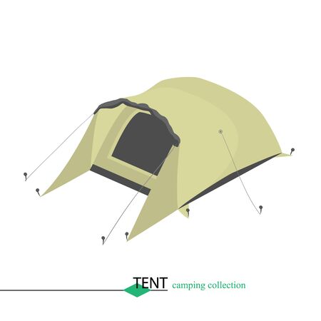 Tent for shelter from the wind and rain in bad weather. Isometric illustration.のイラスト素材