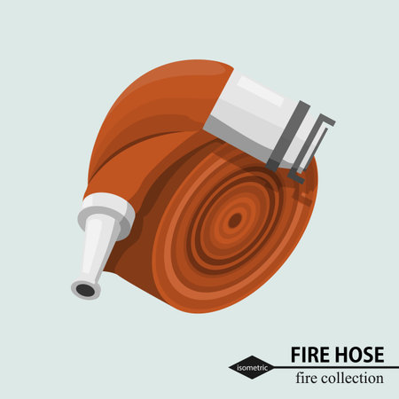 Hose for fire fighting. Isometric vector illustrationのイラスト素材