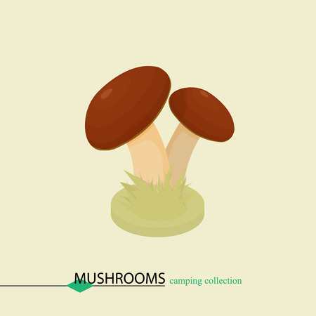 Cartoon colored mushrooms. Isometric vector illustration for design landscapeのイラスト素材