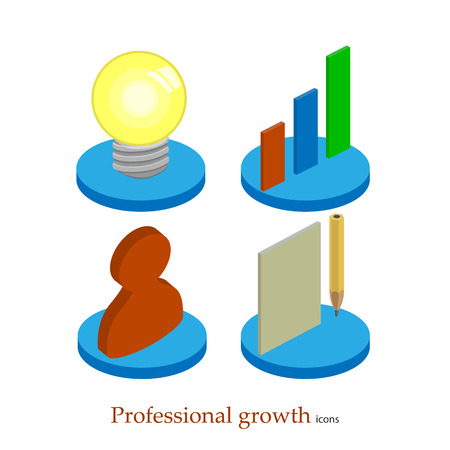Flat professional growth icon. Startup concept. Project development. Vector isometric illustrationのイラスト素材