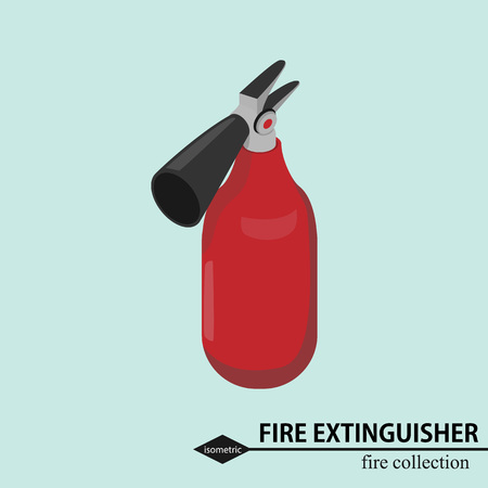 Fire extinguisher for fire fighting. Isometric illustrationのイラスト素材