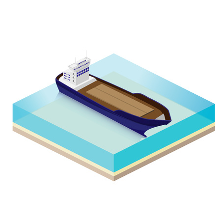 The cargo ship to transport goods by sea. Isometric vector illusのイラスト素材