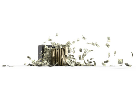 vintage safe and one hundred dollarsの写真素材